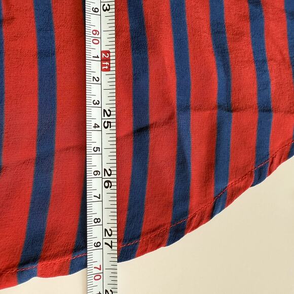 Oleg Cassini Vintage Red and Blue Striped Silk Long Sleeve Button Up‎ Top Size 8 - Picture 14 of 16